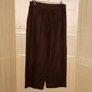 Bloomingdales Womens Petite Brown Linen Capri Pants 2P